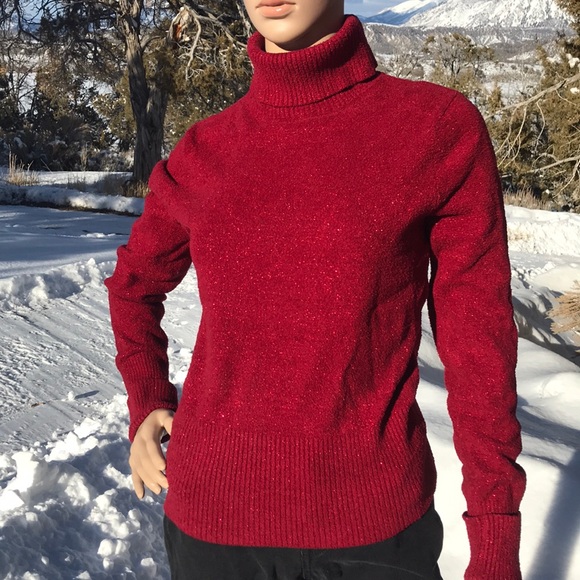 Soft Metallic Turtleneck Sweater 